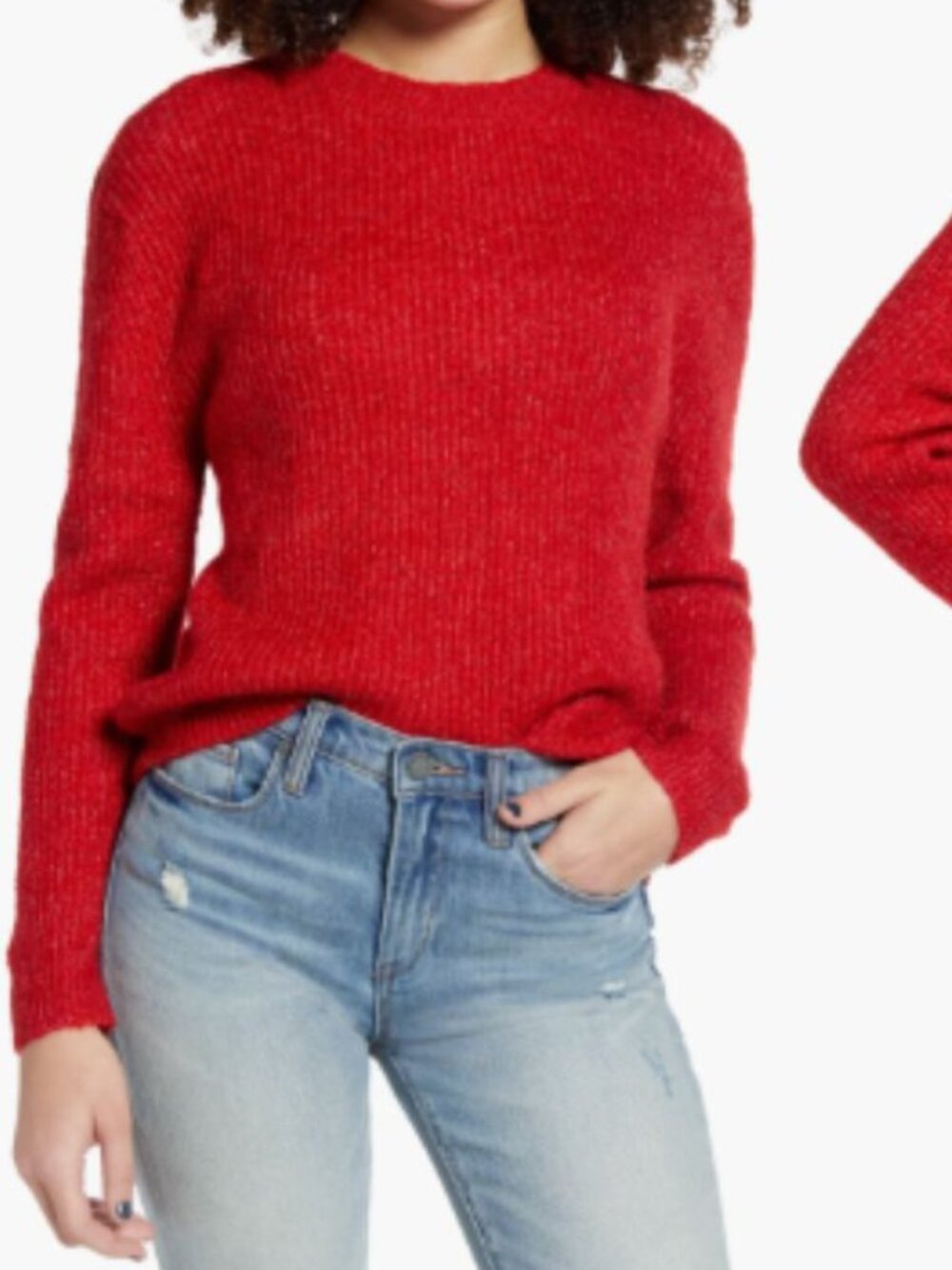 Bp. - Rainbow Confetti Marl Sweater Chunky | Medium | Christmas Red Flecked